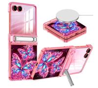 Hekodonk for Galaxy Z Flip 7 Case,[Compatible with MagSafe][Glow in The Dark][Front Screen Protector][Stand][Hinge Protection],Slim Fit for Women Girls for Samsung Galaxy Z Flip 7,Butterfly