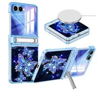 Hekodonk for Galaxy Z Flip 7 Case,[Compatible with MagSafe][Glow in The Dark][Front Screen Protector][Stand][Hinge Protection],Slim Fit for Women Girls for Samsung Galaxy Z Flip 7,Blue