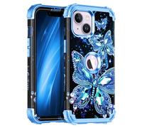 Hekodonk for iPhone 13 Case/iPhone 14 Case,Glow in The Dark Three Layer Heavy Duty Shockproof Protection Hard Plastic+Soft Silicone Full Body Drop Protective Case for Apple iPhone 13/14,Blue