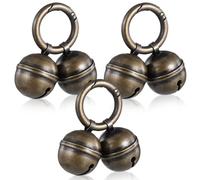 HekouJiub 3 Sets Bell for Dog Collar Cat Bell for Pet Tracking Extra Loud Dog and Cat Bells for Collar Copper Bells with Quick Clips (Vintage Bronze)