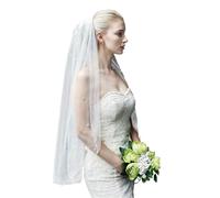 HekouJiub Wedding Veil Bride Veil 1 Tier Soft Tulle Pearl Veils for Brides Wedding Veils Comb Bride Bachelorette Party for Women and Brides Engagement Halloween