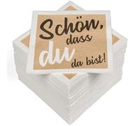 HEKU 100 Napkins, 3-ply, 33 x 33 cm, Absorbent and Practical Packaging, Ideal for Weddings, Anniversaries and Special Occasions, "Schön, DASS du da bist Nature"