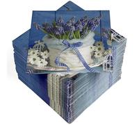 HEKU 100 Napkins, 3-ply, 33 x 33 cm, Absorbent and Practical Packaging, Ideal for Weddings, Anniversaries and Special Occasions, hyacinths