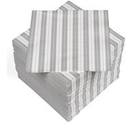 HEKU 100 Napkins, 3-ply, 33 x 33 cm, Absorbent and Practical Packaging, Ideal for Weddings, Anniversaries and Special Occasions, Stripes