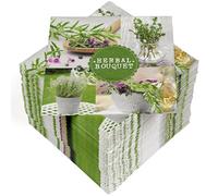 HEKU 100 Napkins, 3-ply, 33 x 33 cm, Absorbent and Practical Packaging, Made in Europe, Ideal for Weddings, Anniversaries and Special Occasions, Herbs