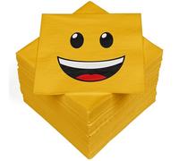 HEKU 100 Napkins, 3-ply, 33 x 33 cm, Absorbent and Practical Packaging, Made in Europe, Ideal for Weddings, Anniversaries and Special Occasions, Smiley