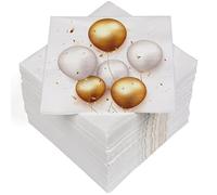 HEKU 100 Napkins, 3-ply, 33 x 33 cm, Balloons Gold/White, Absorbent and Practical Packaging, Wide Selection, Ideal for Special Occasions