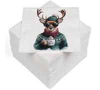 HEKU 100 Napkins, 3-ply, 33 x 33 cm, Christmas elk, Absorbent and Practical Packaging, Wide Selection, Ideal for Special Occasions