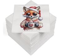 HEKU 100 Napkins, 3-ply, 33 x 33 cm, Christmas Fox, Absorbent and Practical Packaging, Wide Selection, Ideal for Special Occasions
