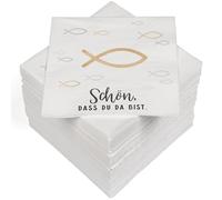 HEKU 100 Napkins, 3-ply, 33 x 33 cm, Fish, Absorbent and Practical Packaging, Wide Selection, Ideal for Special Occasions