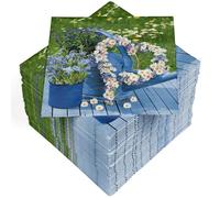 HEKU 100 Napkins, 3-ply, 33 x 33 cm, Flower Heart, Absorbent and Practical Packaging, Made in Germany, Ideal for Special Occasions