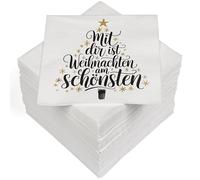 HEKU 100 Napkins, 3-ply, 33 x 33 cm, Mit dir ist Weihnachten am Schönsten Lettering, Absorbent and Practical Packaging, Wide Selection, Ideal for Special Occasions