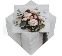HEKU 100 Napkins, 3-ply, 33 x 33 cm, Rose Bouquet, Absorbent and Practical Packaging, Wide Selection, Ideal for Special Occasions