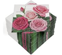 HEKU 100 Napkins, 3-ply, 33 x 33 cm, Roses, Absorbent and Practical Packaging, Wide Selection, Ideal for Special Occasions