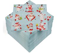 HEKU 100 Napkins, 3-ply, 33 x 33 cm, Snowman Motif, Absorbent and Practical Packaging, Wide Selection, Ideal for Special Occasions