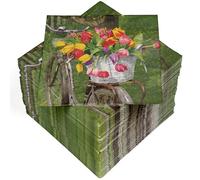 HEKU 100 Napkins, 3-ply, 33 x 33 cm, Tulips, Absorbent and Practical Packaging, Made in Germany, Ideal for Special Occasions