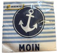 HEKU Maritime Paper Napkins, Moin Anchor Design, 33 x 33 cm, 3-Ply, Pack of 20, White/Light Blue