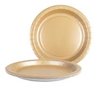 Heku Organic Paper Plates, 23 cm Diameter, Golden Design, Pack of 10, Environmentally Friendly & Stylish, Ideal for Festivities, Large Format for Main Course