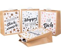 HEKU Premium Gift Bags "Nature Trend 2" with Hotfoil Finish, Pack of 4, 23 x 18 x 10 cm, with Loving Sayings, Environmentally Friendly and Reusable