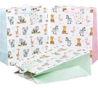 HEKU Premium XL Gift Bags "Kids" in Pastel, Pack of 3, 33 x 26 x 13 cm, Elegant Embossing and UV Lacquer Finish, Versatile, Environmentally Friendly and Reusable