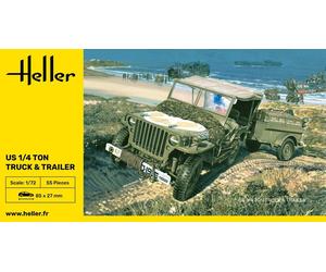 HEL79997 - Helller 1:72 - Willys MB Jeep & Trailer