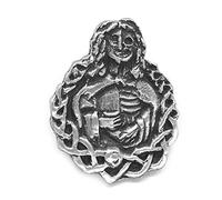 Hela Norse Goddess of the Underworld Viking Pin Badge in Lemon Burlap Pouch