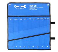 HELAKLS 20 Pockets Metric & SAE Wrench Tool Roll Up Pouch Utility Heavy Duty Canvas Tool Organizers Bag Blue