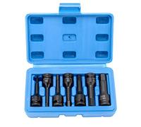 HELAKLS 3/8 Inch Drive Hex Bits 4/5/6/7/8/10/12 MM Impact Allen Socket Set, 7 Piece Cr-Mo One-Piece Construction Metric Hex Driver Hand Tools for Repair