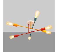 HELAM Cambridge ceiling, 6-bulb orange red turquoise