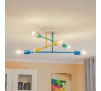 HELAM Cambridge ceiling, 6-bulb yellow turquoise blue