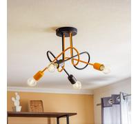 HELAM Cambridge ceiling light, 4-bulb, black and orange