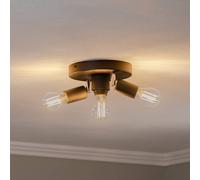 HELAM Centro ceiling light, black, 3-bulb, metal, Ø 19.5 cm