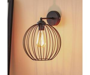 HELAM Cumera wall light in black with cage shade