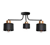 Edison Multi Arm Semi Flush Ceiling Light Black Copper 65cm Netlighting Black One Size