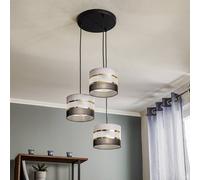 HELAM Helen pendant light, round, grey-black-gold, 3-bulb