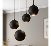 HELAM Midway hanging light, black, 4-bulb, Ø 35 cm, GU10
