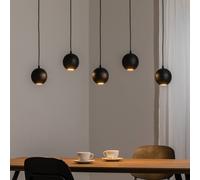 HELAM Midway hanging light, black, 5-bulb, 105 cm long, GU10