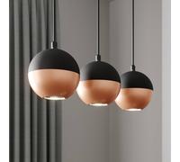 HELAM Midway hanging light, black/copper, 3-bulb, 45 cm long, GU10