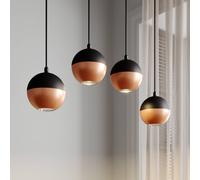 HELAM Midway hanging light, black/copper, 4-bulb, 65 cm long, GU10