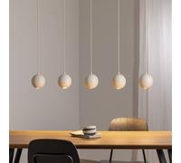 HELAM Midway pendant light, 5-bulb, elongated, sand-coloured