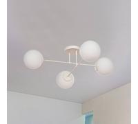 HELAM Moon ceiling light, 80 cm, 4-bulb, sand-coloured, glass, E27