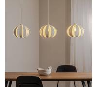 HELAM Newton pendant light, 3-bulb, sand-coloured, metal
