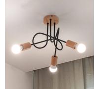 HELAM Oxford ceiling light, black, wood, metal, 3-bulb, Ø 44 cm