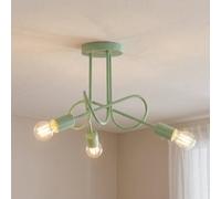 HELAM Oxford ceiling light, green, metal, 3-bulb, E27