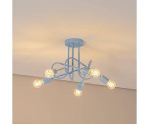 HELAM Oxford ceiling light, light blue, Ø 47 cm, metal, 5-bulb