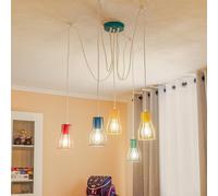 HELAM Tube hanging light, 5-bulb, colourful