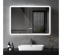 Helangel Bathroom Mirror with LED Lights, 50×70cm LED Bathroom Mirror with 3 Colors Dimmable, Anti-Fog, Memory Function, HD Tempered Glass, IP44, Horizontal/Vertical