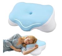 Helangel Cervical Neck Pillow, Memory Foam Neck Support Sleeping Neck Pillow, Orthopedic Ergonomic Neck Support for Sleep Apnea, Side, Back and Stomach Sleepers with Washable Cooling Ice Silk Cover