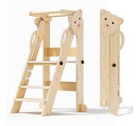 Helangel Foldable Learning Tower with Adjustable Height,Mothers' Helper Montessori Learning Step Ladder Durable and Safe Design for 18 Month-6Years 41 x 46.5 x 91.5cm