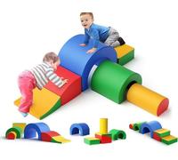 Helangel Kids Soft Play Building Blocks, indoor climbing blocks, stairs and ramps, giant building blocks for Toddlers ages 1-3 for climbing and romping (- Five-piece set - Colorful)